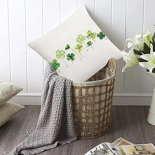 Miniatura 5 de ADFLOOD Fundas de almohada del Día de San Patricio de 18 x 18 pulgadas, tréboles, decorativas, decoración de fiestas, funda de cojín verde para el
