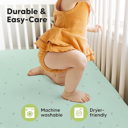 Miniatura 7 de Paquete de 2 sábanas para cuna para niños y niñas, viscosa derivada de bambú, sábanas orgánicas para cuna de bebé, sábana de colchón para cuna,