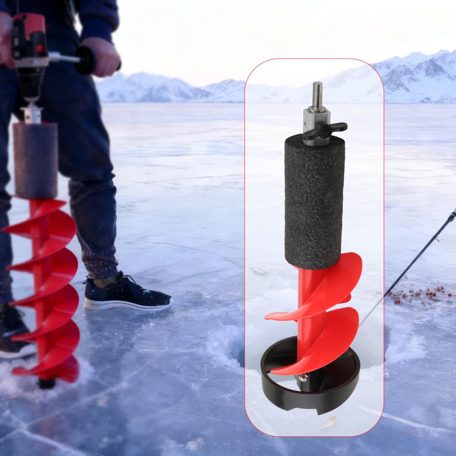 Generic Trapano per Ghiaccio, Trapano per Ghiaccio Portatile E in Metallo Da 15 Cm, Ideale per La Pesca E per Le Attività Invernali, 50 Cm