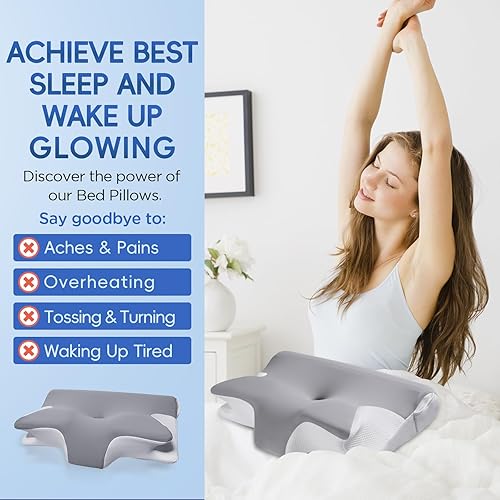 Miniatura 7 de Almohada cervical eficaz para aliviar el dolor para dormir, almohadas de espuma viscoelástica para apoyo del cuello, almohada lateral de contorno