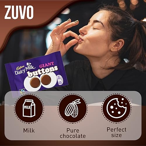 Miniatura 2 de Zuvo Cadbury - Caja de chocolate con botones gigantes, 1.41 onzas, bolsas de delicioso chocolate Cadbury en una caja de regalo única y un chocolate