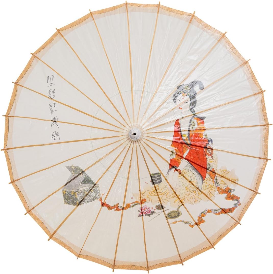 THY COLLECTIBLES Rainproof Handmade Chinese Oiled Paper Umbrella Parasol 33" Chinese Beauty