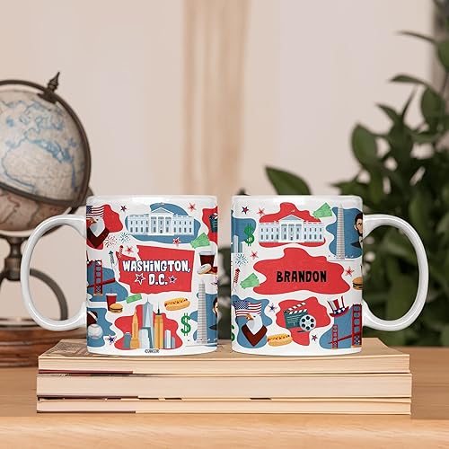 Miniatura 10 de Tazas de café personalizadas del estado de Florida con nombre personalizado, tazas de cerámica blanca, taza de viaje, regalos divertidos de Navidad