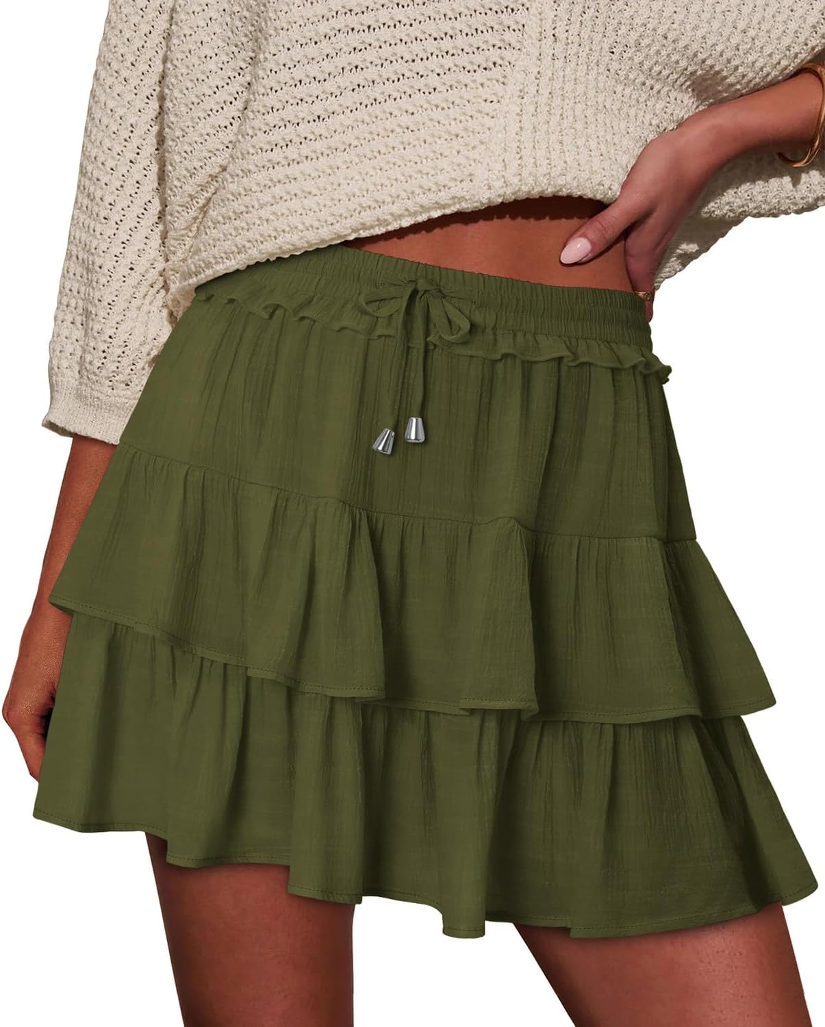 onlypuff Flowy Shorts for Women Ruffle Skorts Tiered Teen Girls Country Concert Outfits Golf Tennis Skort Under Sweater Skirt - Image 2