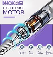 Vista 3 de Kit profesional de taladro eléctrico inalámbrico para uñas, lima E recargable de 35000 RPM con batería de más de 10 horas, puntas 6 en 1, removedor