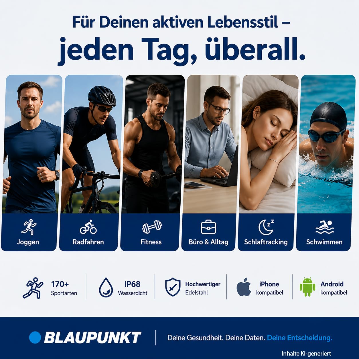 BLAUPUNKT Smart Ring V2 | kein ABO | höchster Datenschutz | Keine Cloudanmeldung | Schritte, Schlaf, Puls, Blutsauerstoff SpO2, Kalorien, HRV, Sport | IP68 | Android und iOS App | Silber | Größe 10