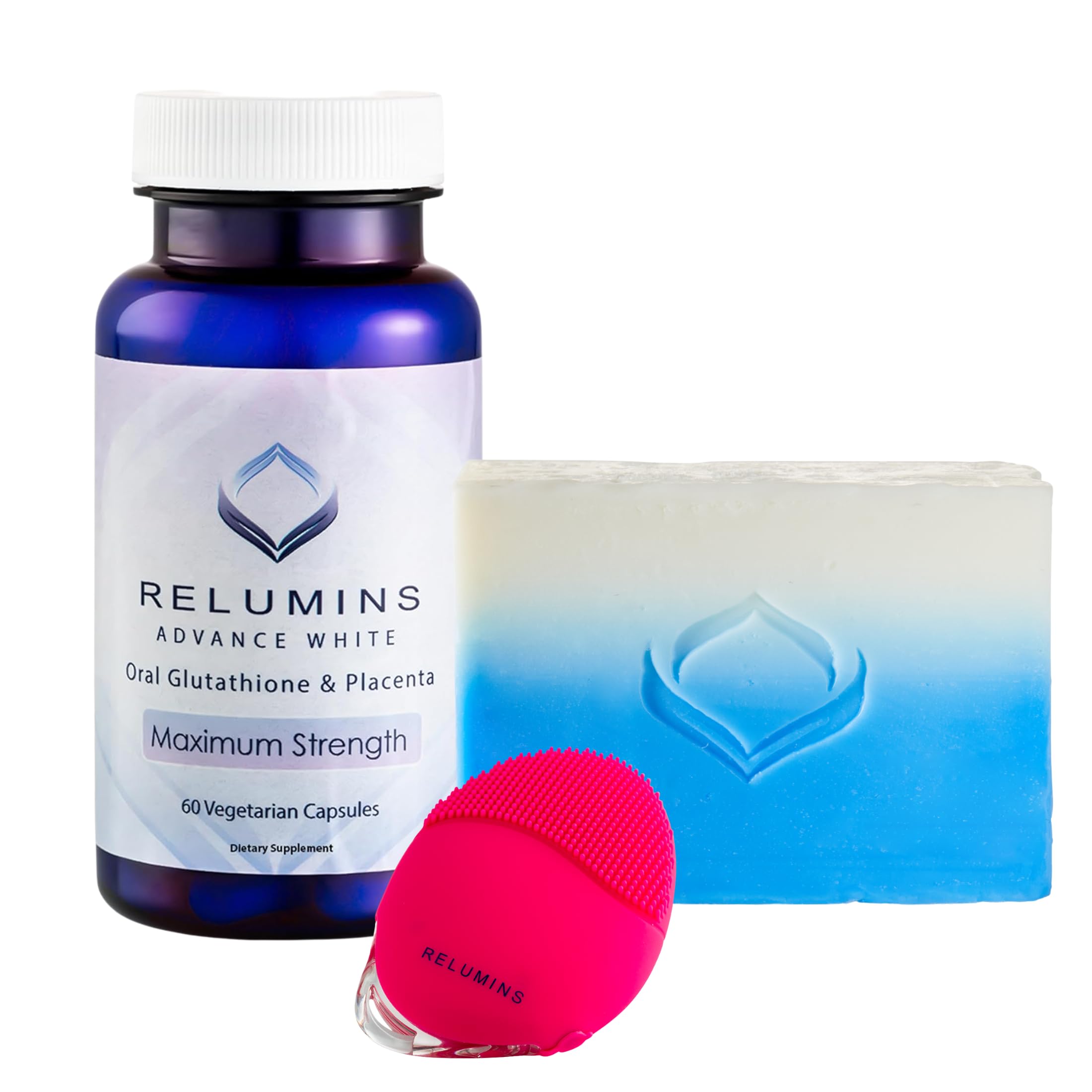 Relumins Advance White Oral Glutathione W/FREE Stem Cell Intensive Repair Soap- NEW and Improved Now with Rose Hips