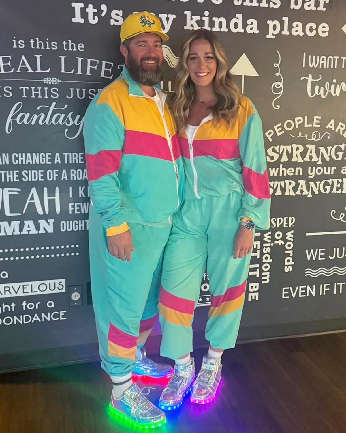 UOUA 80s Outfit Men 90s Tracksuit Costumes Halloween 70s Windbreaker Jacket Track Suit 2 Piece Hip Hop Set - Image 3