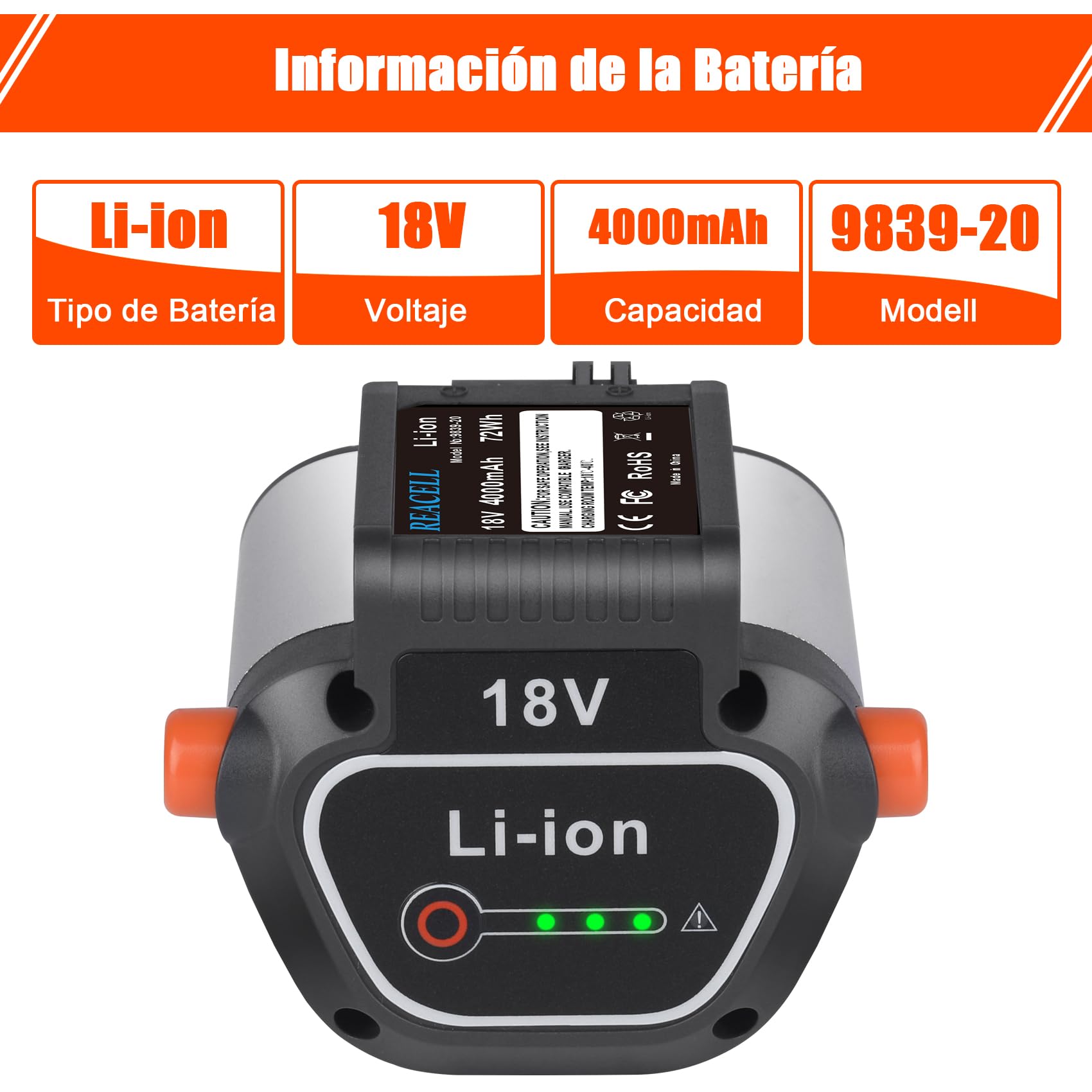 18V 4000mAh 9839-20 Akku Kompatibel für Gardena Akku 18V BLi-18 9840-20 9839-20 Kompatibel mit Gardena Li-ion System Li-18 Werkzeugen 5023-20 5039-20 9837-20