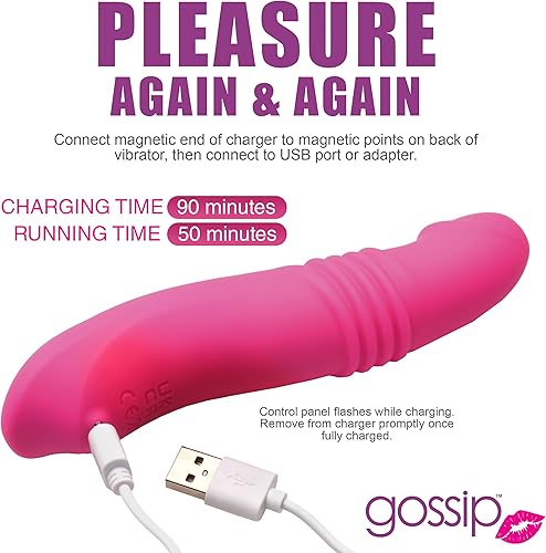 Miniatura 5 de Gossip Blasters - Vibrador de silicona de empuje 10X para mujeres, hombres y parejas. Vibrador de punto G para punto P, consolador curvo.