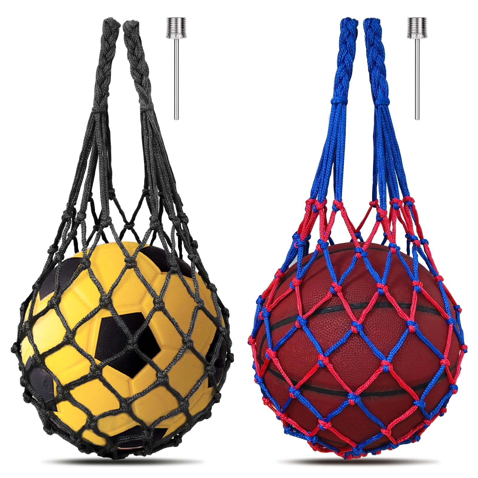 Bolsa para Balón, Red para Balones de Fútbol, con 2 Agujas Plateadas Inflables, para Baloncesto, Voleibol