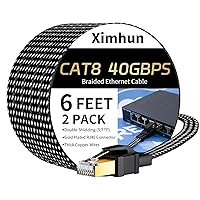 Vista 21 de Cable Ethernet Cat 8 de 40 pies, cable de red trenzado de alta velocidad con conector RJ45 de 40 Gbps 2000 Mhz, cable LAN resistente blindado