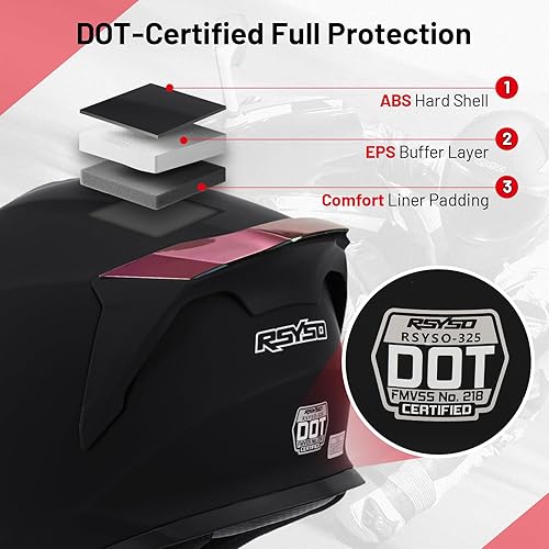 Vista 5 de DOT Casco de Motocicleta de Cara Completa Aprobado por DOT Casco de Carreras de Motocicleta de Calle Ligero para Adultos