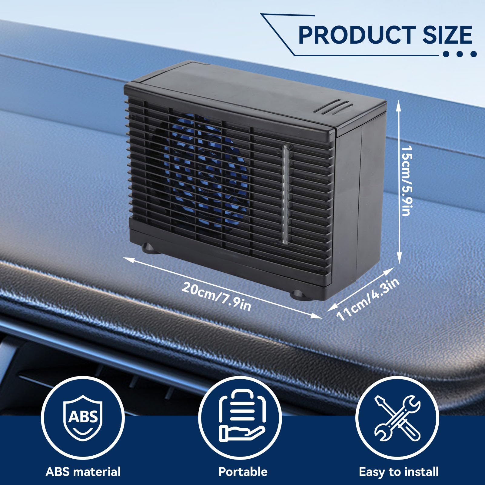 Aire Acondicionado Portátil De 12V Para Automóvil, 7.9x4.3x5.9In Camión De Automóviles Mini Refrigerador De Ventilador Portatil Coche Enfriador Coche Para El Automóvil Para Camioneta Van SV SUV