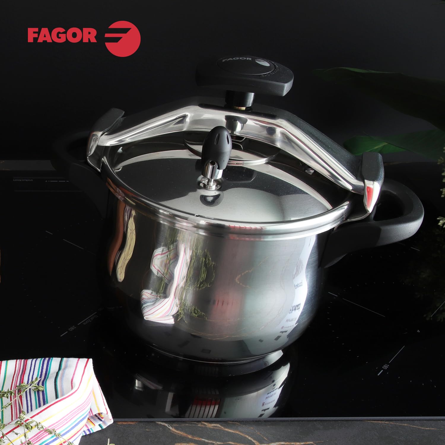 Fagor Clasica - Olla Express Rápida Tradicional 6L, Acero Inoxidable 18/10, Todo Tipo de Cocinas, Inducción, Mango Ergonómico, Fondo Termo-Difusor