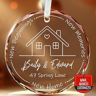 Personalized Christmas 2025 New Home Ornament – 2 Layer Wooden Family House Decoration with Custom Names, Address, and Year – New Beginnings Holiday Keepsake (New Home Glass)