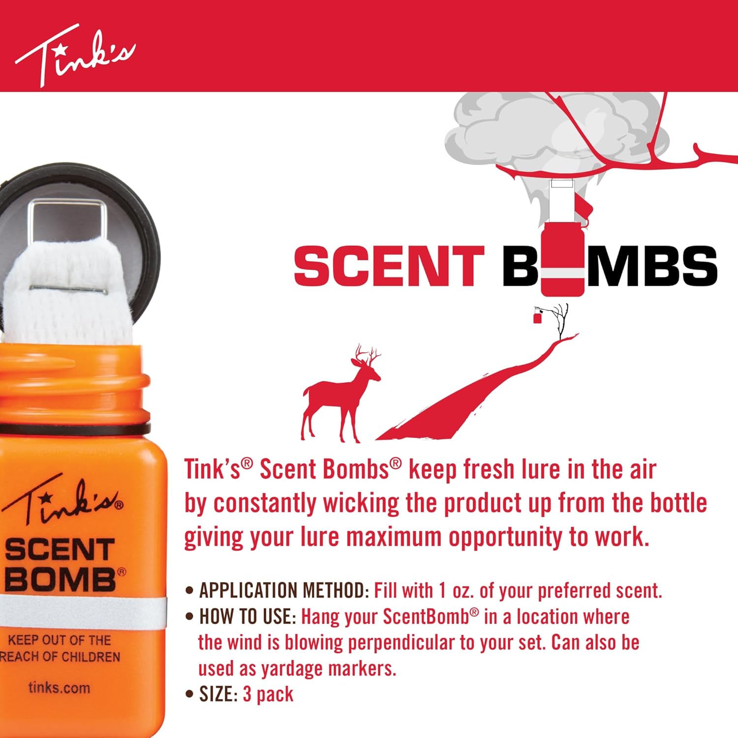 TINK'S Scent Lure Value Pack | Scent Dispensing for Deer Lures & Cover Scents, Hunting Accessories Variety Pack Includes (2) Scent Bombs, (1) Scent Dragger & (1) Scent Wicks