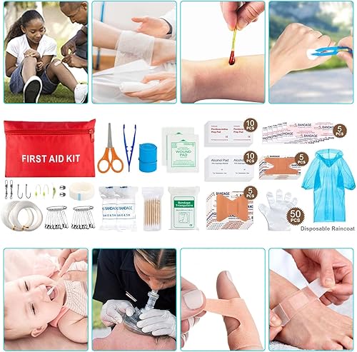 Miniatura 6 de Kit de supervivencia y kit de primeros auxilios, 236 piezas de equipo de supervivencia, suministros médicos de emergencia esenciales con bolsa