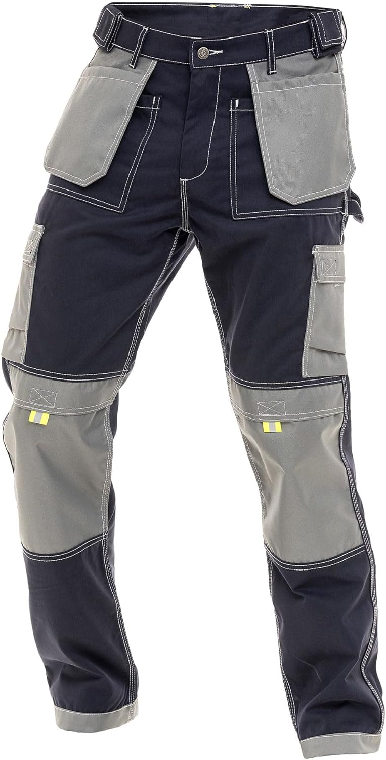 Men's Construction Pants Reinforced Cordura Knee Tactical Cargo Holster Pockets Durable Work Utility Pants Relaxed Fit