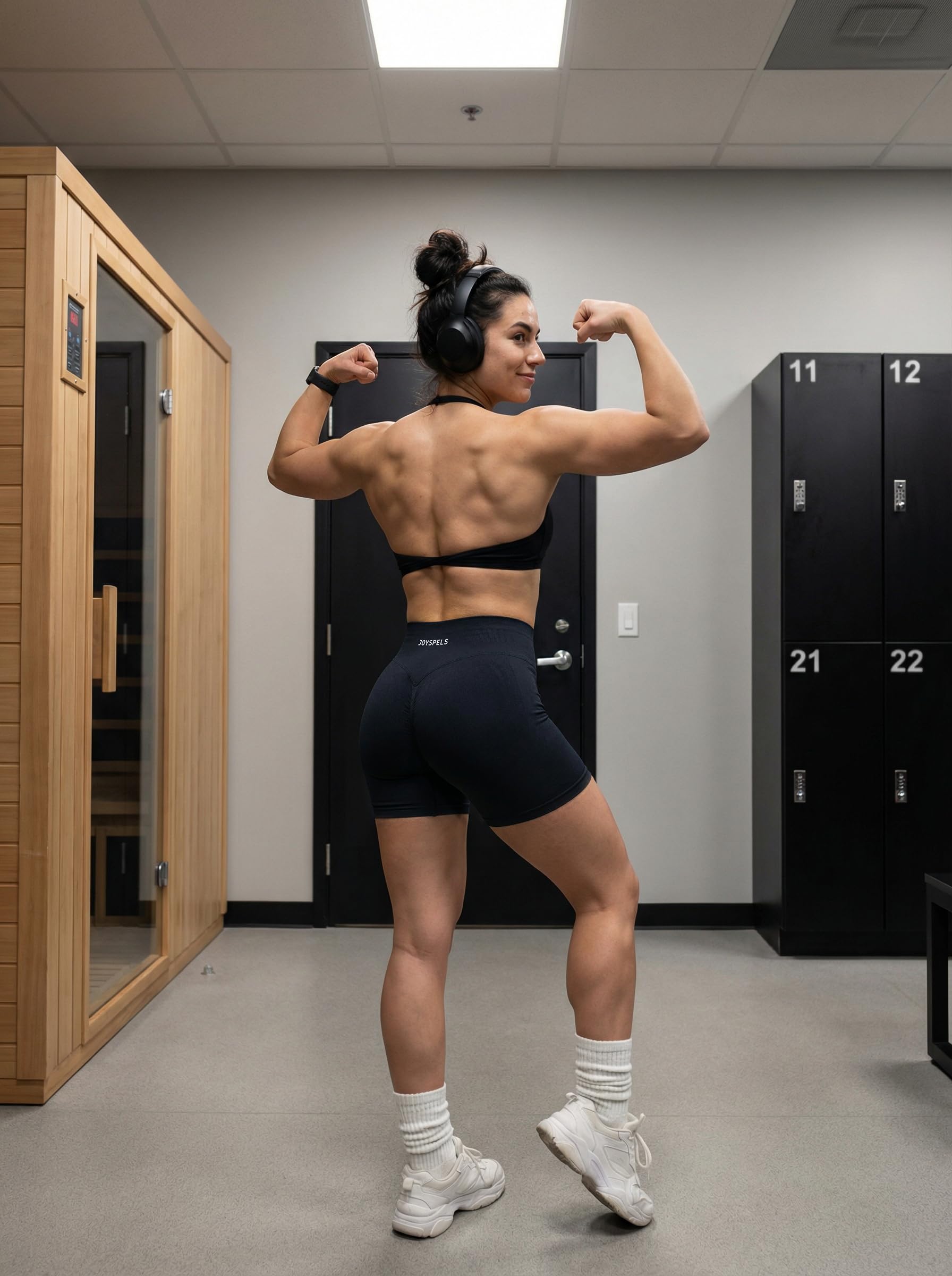 JOYSPELS Scrunch Butt Sport Gym Shorts Damen, V Förmige Bund Kurze Sporthose Damen Radlerhose High Waist Booty Shorts Po Push Up