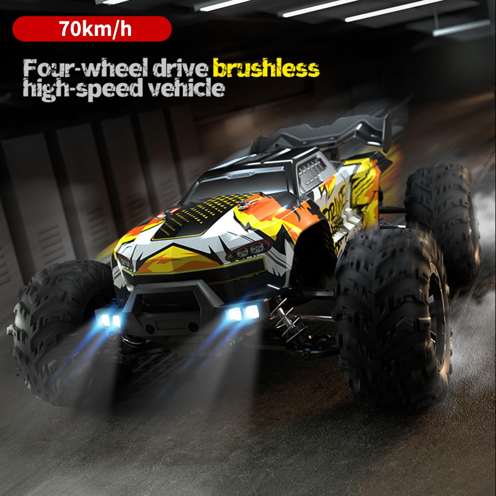 Auto Telecomandata RC Auto 2.4 Ghz 70 KM/H Ad Alta Velocità 1/16 Off Road RC Camion Motore Brushless HA CONDOTTO LA Luce 4WD Veicolo Da Corsa Arrampicata Auto Regali per Bambini Adulti 3 Batter