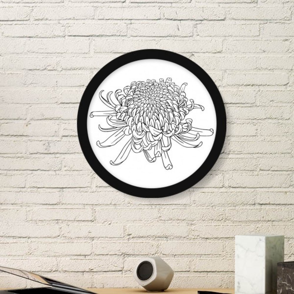 Cadre photo en bois rond DIYthinker chrysanthème peinture noir medium