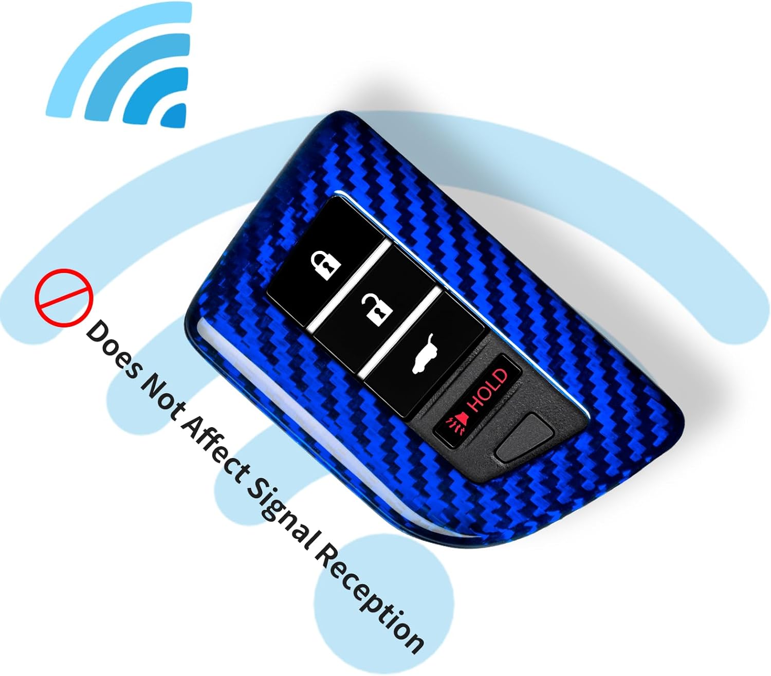 T-carbon Key Fob Cover Compatible With Acura MDX 2025 4 Buttons Accessories,Glass Fiber Key Fob Case With Keychain Fits Acura RDX RLX NSX ILX TLX TLX-L CDX 2022 2023 2024 Smart Remote Keyless Blue