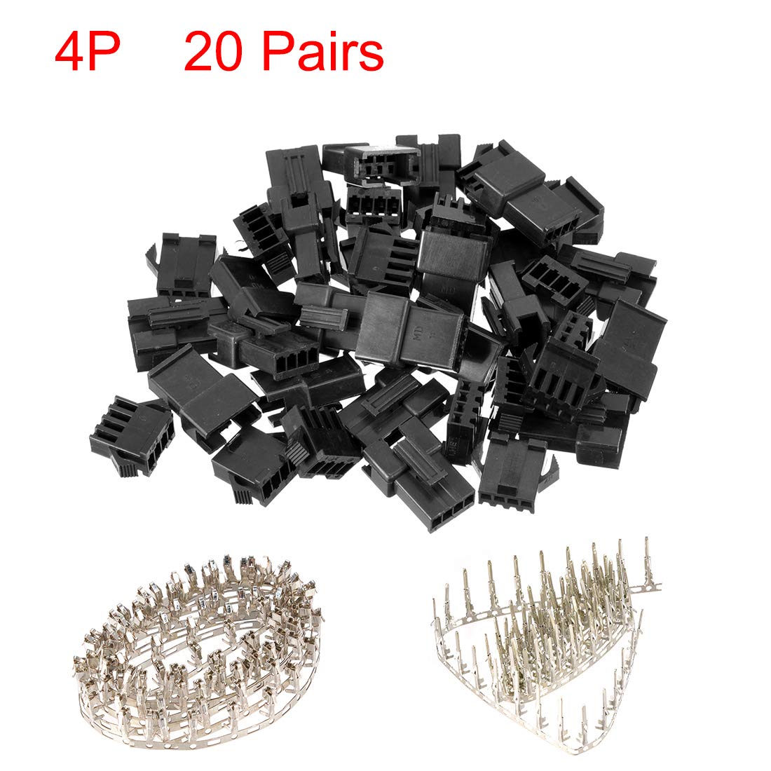 sourcing map 20 par 2,54 mm 4 piny męskie żeńskie JST-SM obudowa Crimp Terminal wtyk DE de