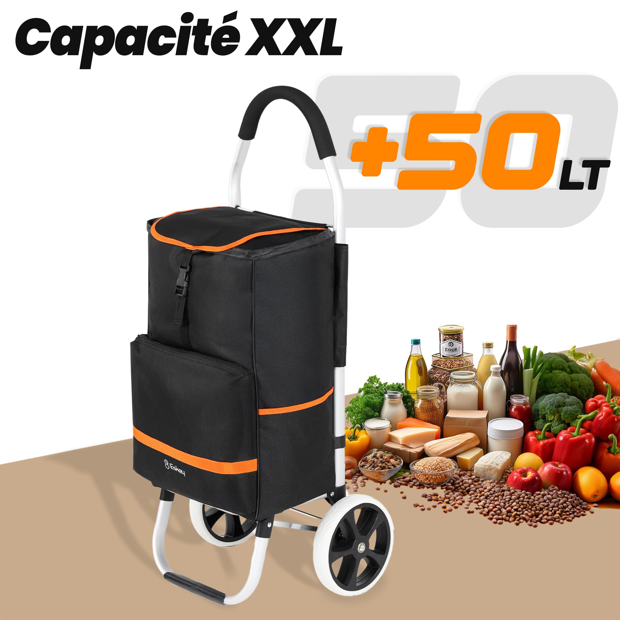 Eskey Chariot de Courses Pliable Isotherme Étanche