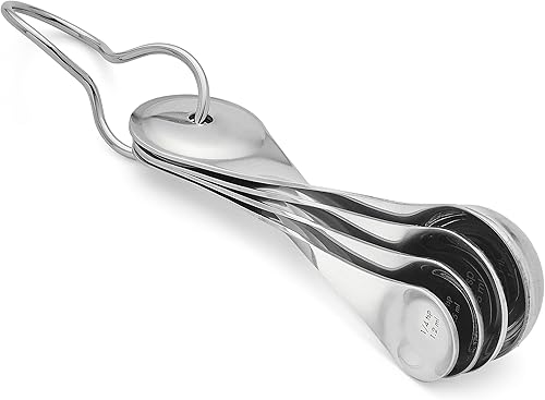 Miniatura 3 de nambe Twist - Juego de 4 cucharas medidoras | Incluye 1/4 cucharadita, 1/2 cucharadita, 1 cucharadita, 1 cucharada | Tazas medidoras de acero