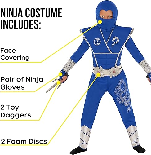 Miniatura 2 de Morph Disfraz de ninja de lujo para niños con accesorio de juguete de guerrero Ninjas, disfraz de ninja para niños, disfraz de Halloween para niño