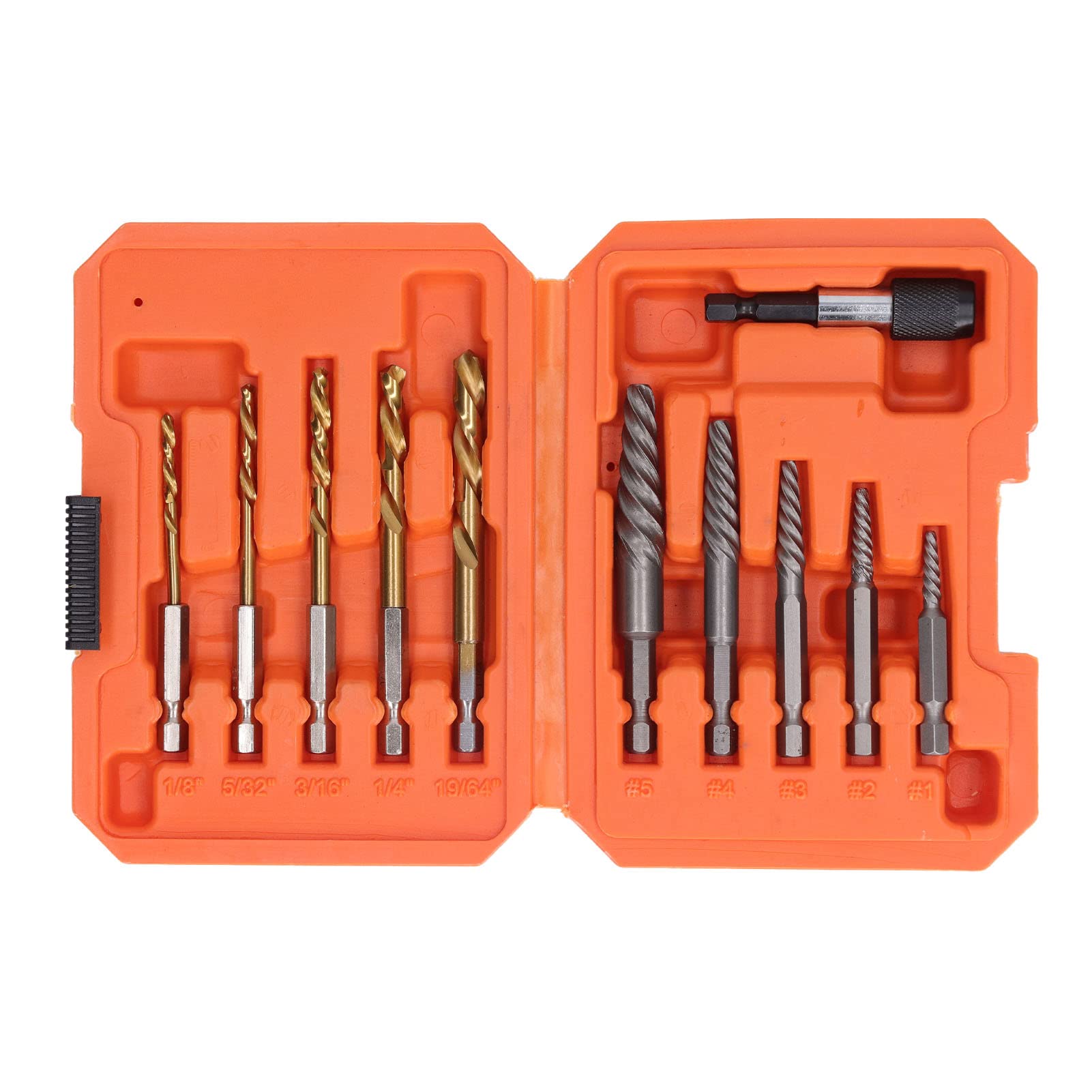 Kit de Extractor de Tornillos dañados de 11 Piezas HHS, Juego de Extractor de Pernos con Ranura en Espiral, Pernos de Tornillo Pelados para Tornillos Apretados Rotos, Pernos y espárragos