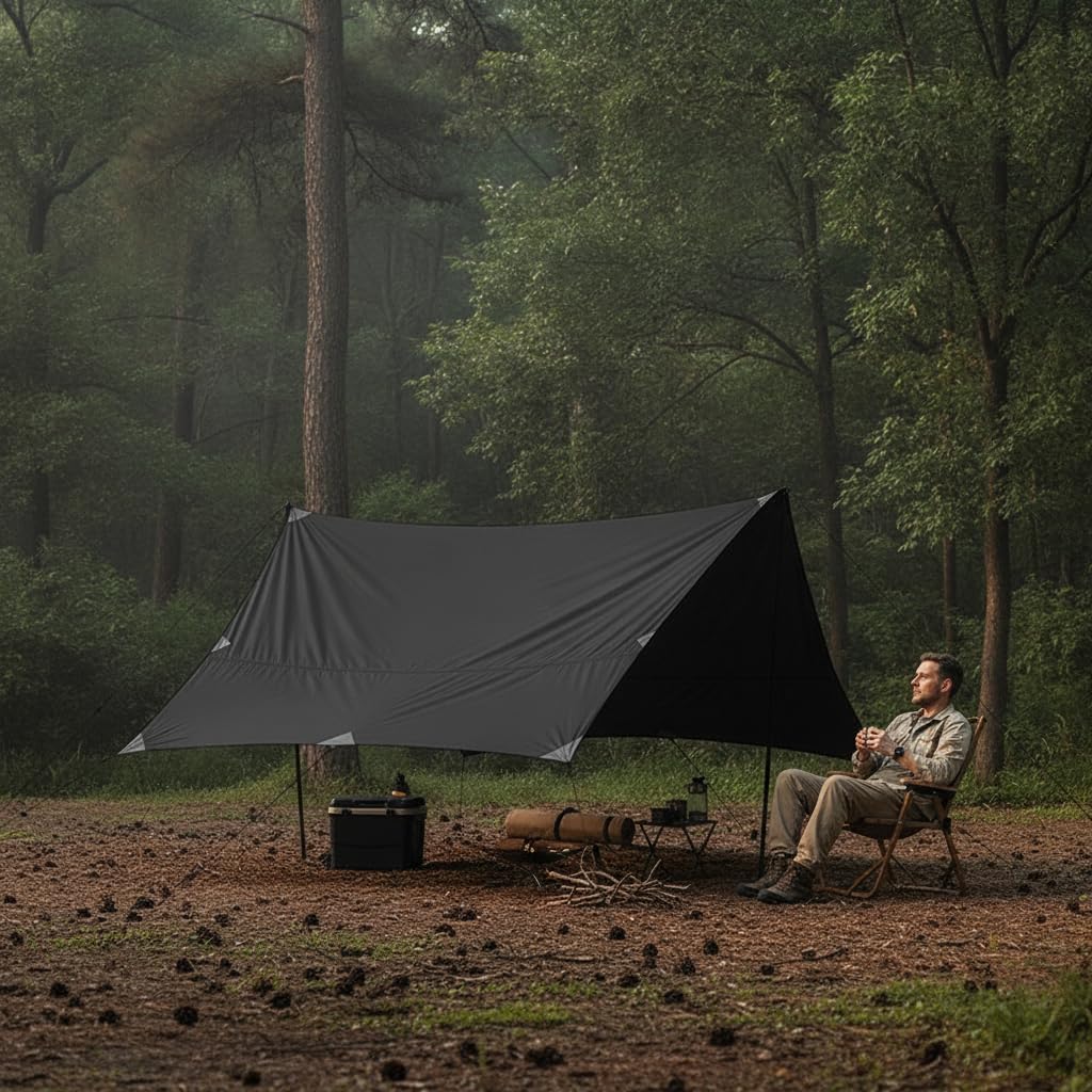 Toldo para Exterior Lona Refugio Cubierta Carpa Impermeable con Recubrimiento Opaco Que Bloquea la Luz y Mejora 19, Negro Puro, Style to 1, Negro