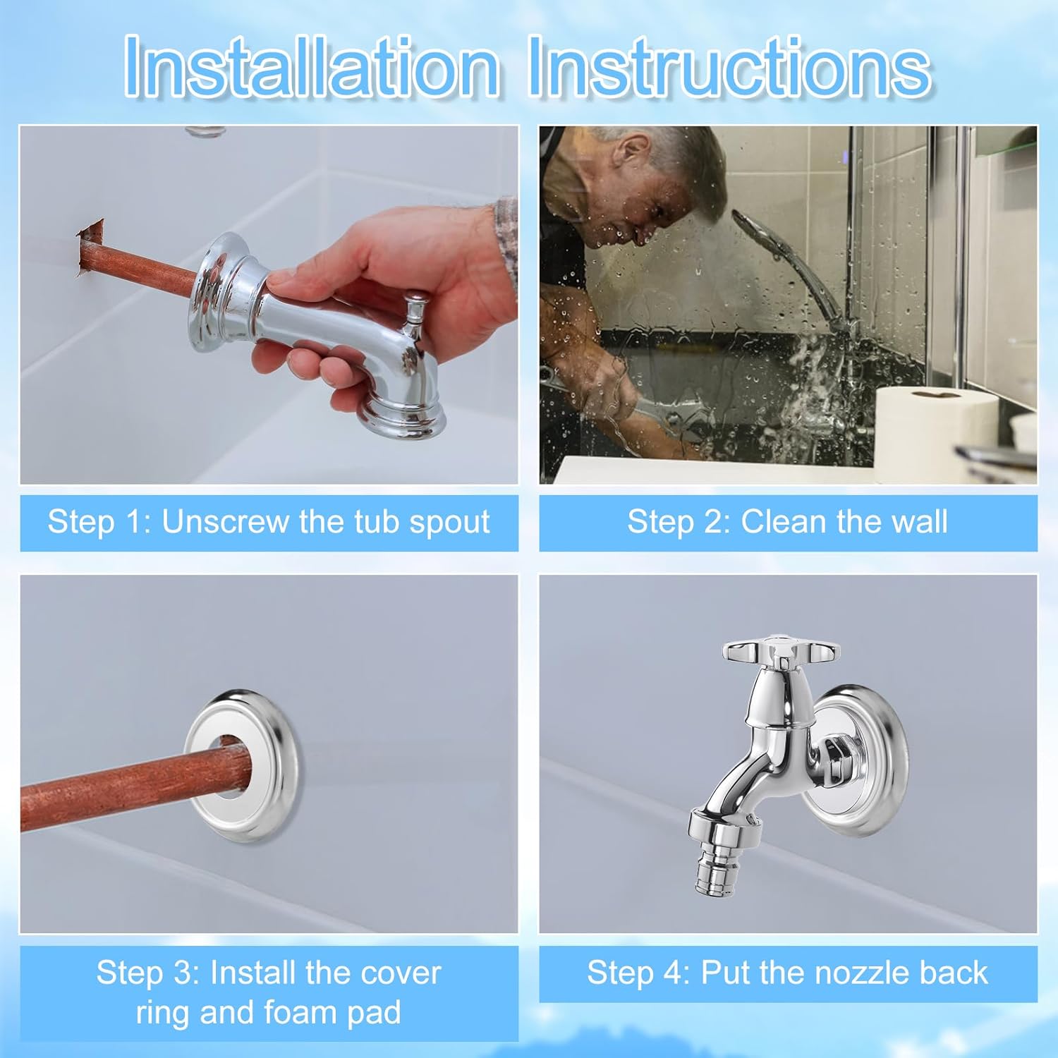 Metal Tub Spout Cover Ring, Tub Spout Remodel Ring Spacer for Tub Spout Shower Faucet Remodeling Plate for Bathtub Faucet Surround Sealing Spacer Plate