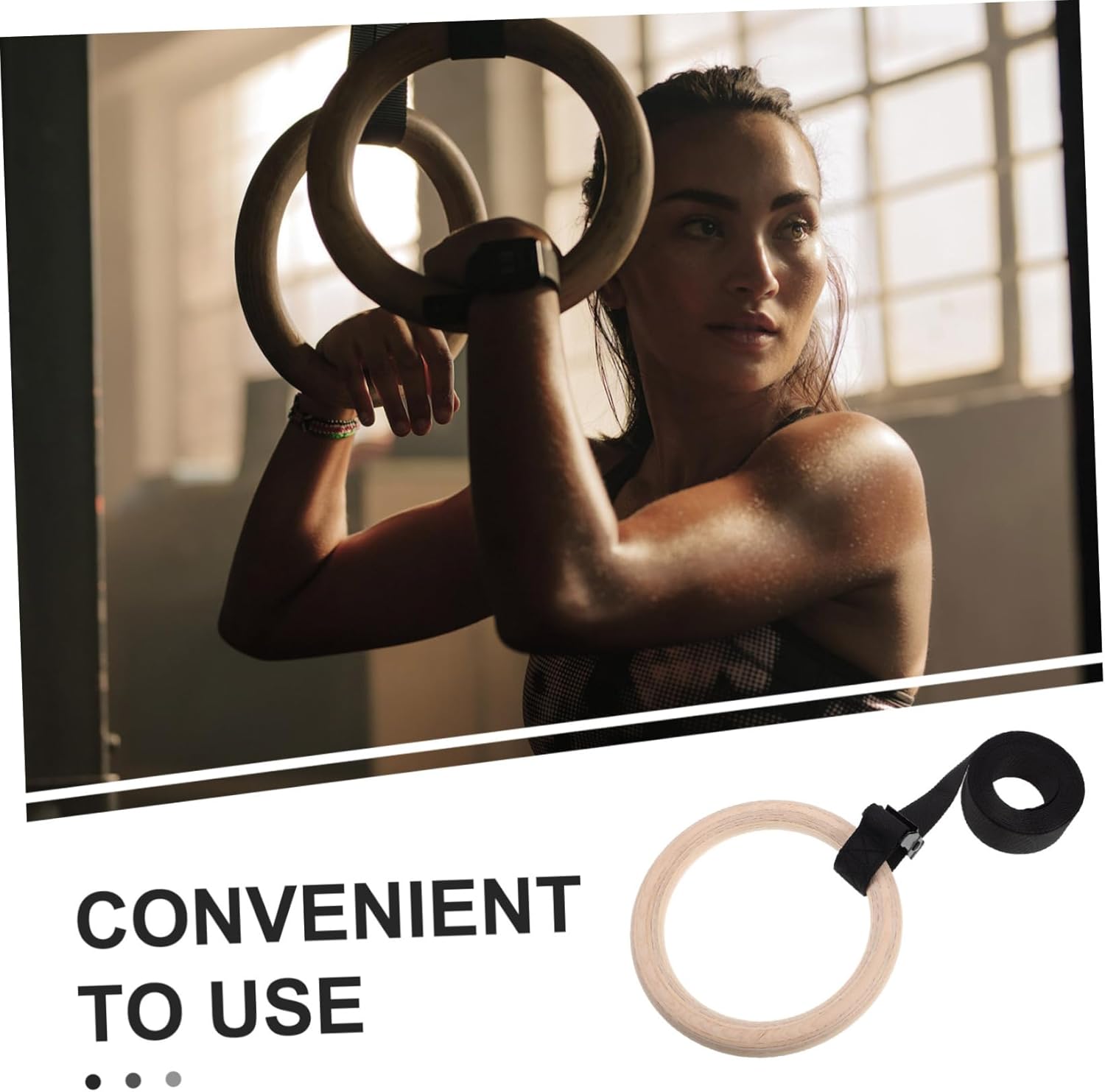 Hemoton Wooden Gymnastic Rings with Adjustable Straps Indoor Fitness Workout Gear for Strength Training Bodyweight Exercises and Enhanced Flexibility and Design for Home Use