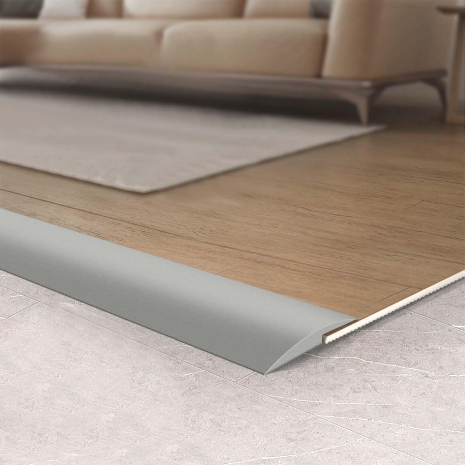 Barre de Seuil Adhesive, 2m Seuil de Porte Adhesif, Bande de Bordure Moquette Multiniveau de Porte de Sol en Caoutchouc PVC, Profilé de Transition, Convient pour Une Pente de Seuil de 5 mm