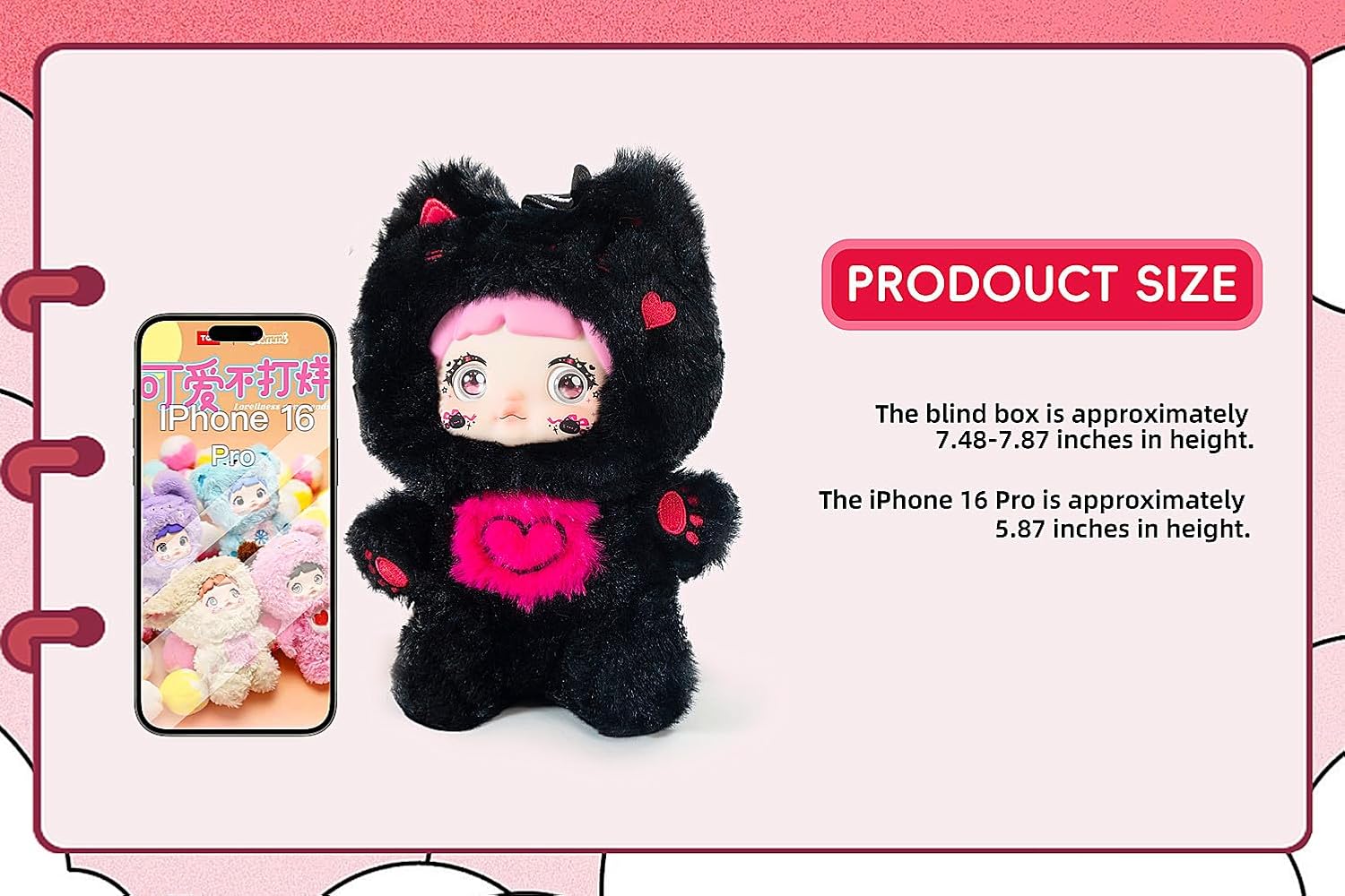 Nommi Plush Blind Box，Nommi Loveliness Never Ends Series Plush Doll Cut Toys Keychain & Bag Charm Birthday Gifts for Girl 1PC (1 of 7 Possible Styles) 8.5 in
