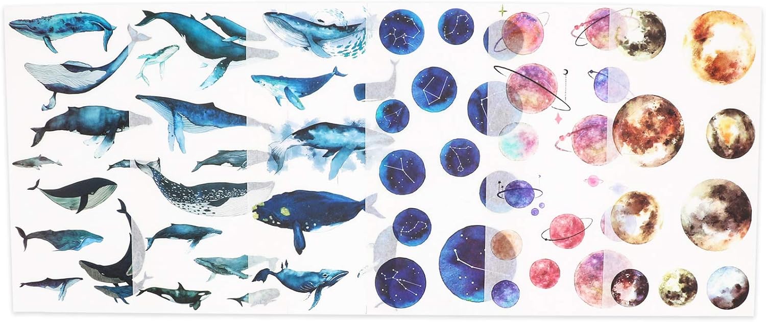 Knaid Watercolor Fantasy Stickers Set - Decorative Sticker for Scrapbooking, Kid DIY Arts Crafts, Album, Bullet Journaling, Junk Journal, Planners, Calendars and Notebook