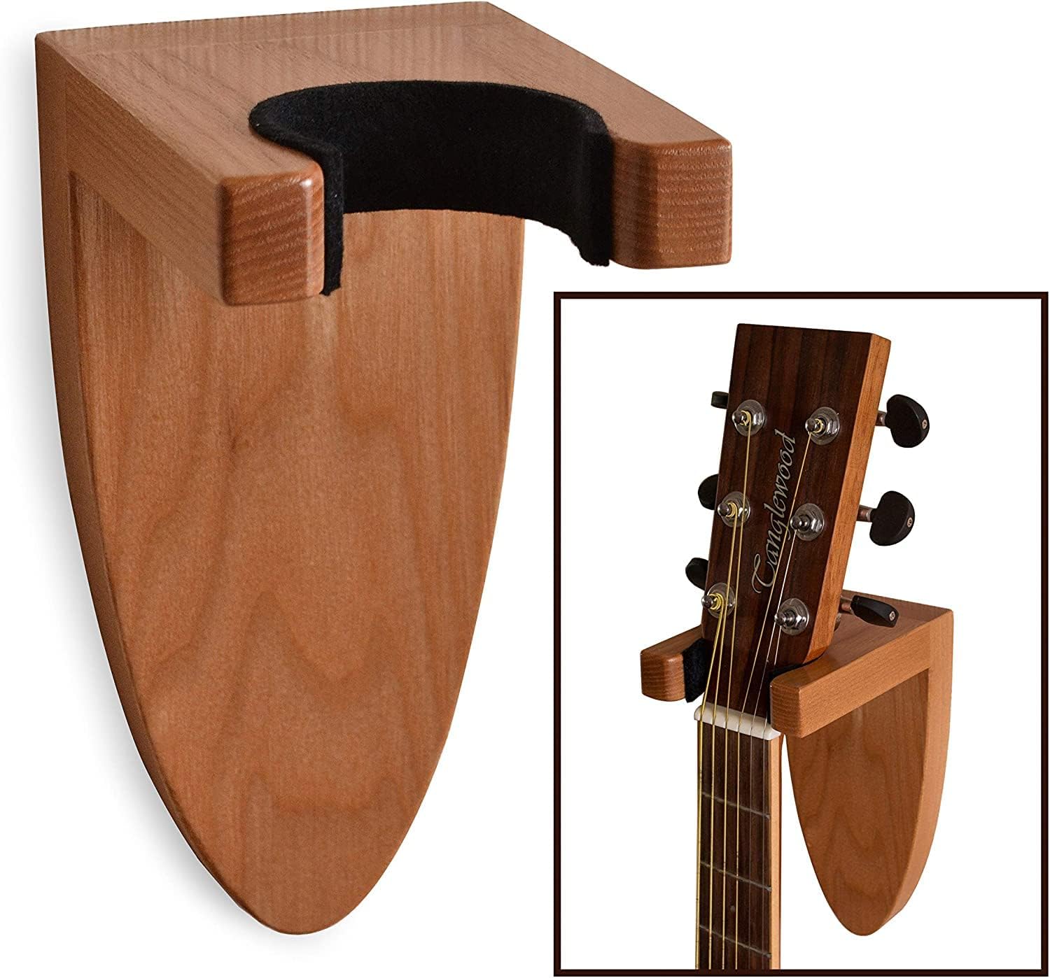 Star Wood Craft Ash Wood Guitar Holder Wall Mount - Wooden Hanger Hook Stand Rack for Electric, Classic, Acoustic and Bass - Musical Instruments Hardwood-image-34