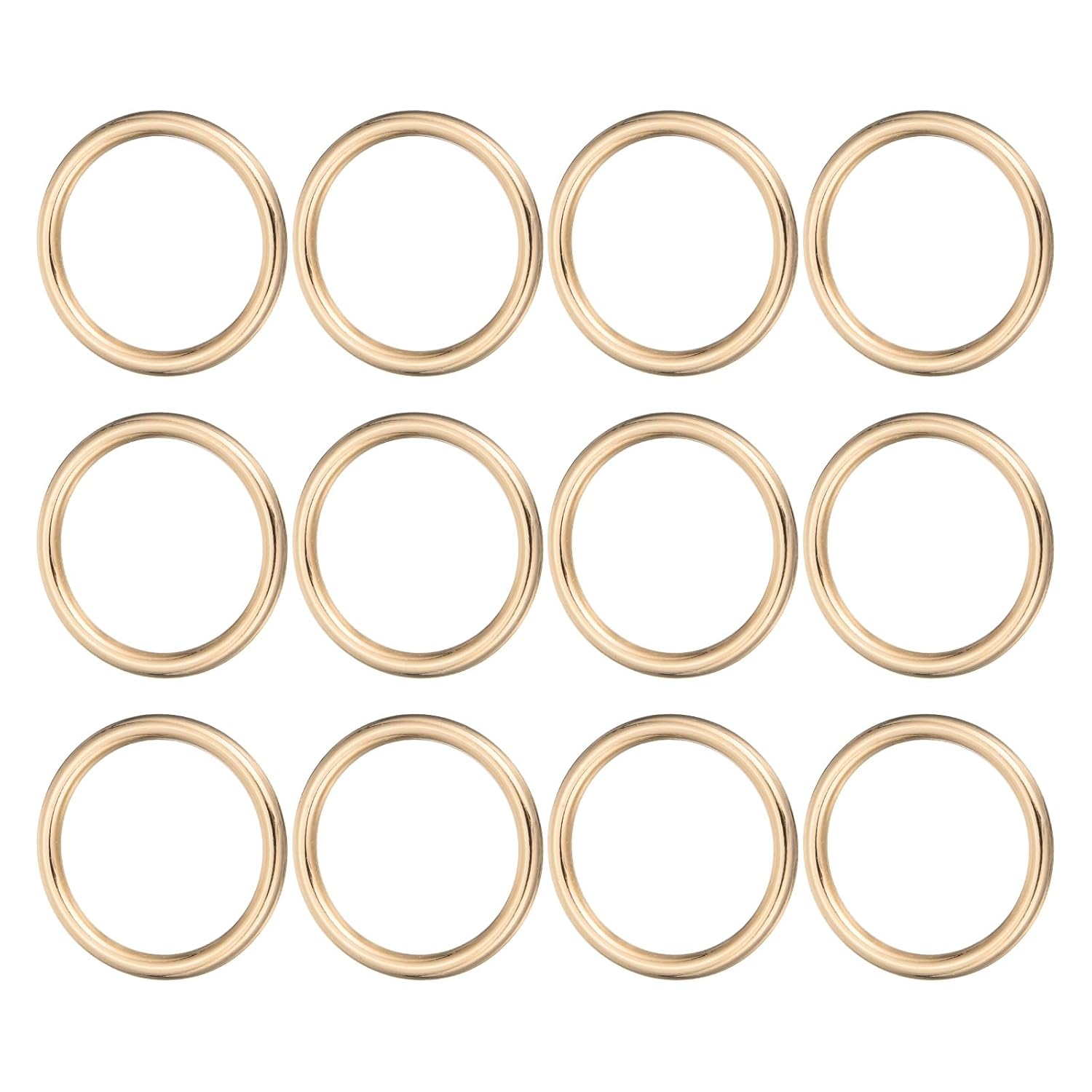 PATIKIL 12 Pcs Metal O Rings, 1" ID 0.12" Thick Seamless Welded Multi-Purpose Round Ring Hardware for Belts Bags Dog Collar Macrame Hanging, Gold