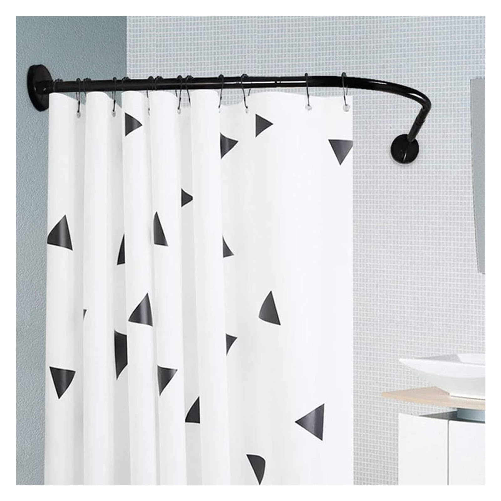 Meiiron L Shaped Curved Shower Curtain Rods Bathtub Rails, Stainless Curved Shower Curtain Rod, Shower Curtain Rod Adjustable Extendable Pole, Shower Curtain Not Included (Size : 60~80x80~120cm)