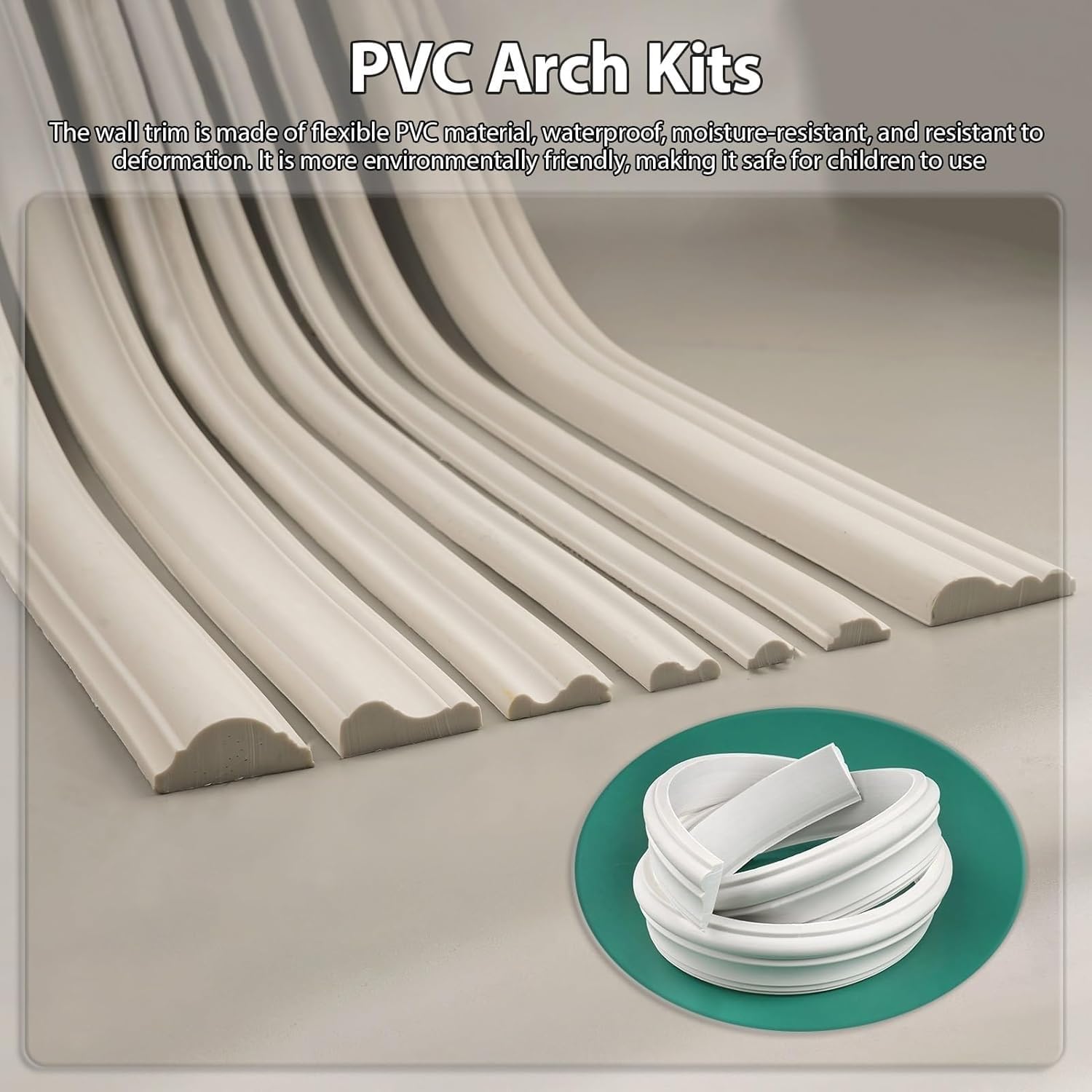 Kit de Moldura de Arco de Pared de 3cm para Puerta | Moldura Decorativa Interior Flexible Que se Puede Pintar para Bordes Curvos, Gabinetes y Ventanas(L6m/19.7ft)