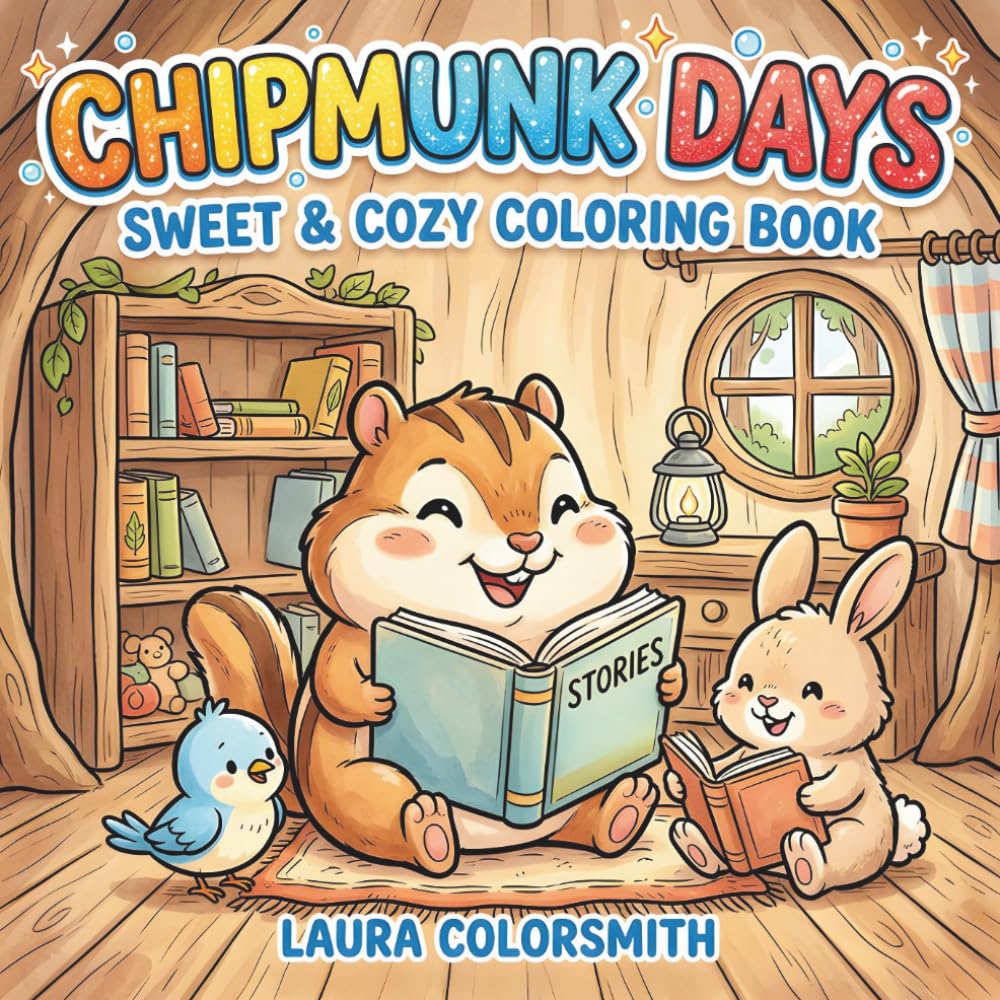 Chipmunk Days – Sweet & Cozy Coloring Book: Cozy Moments with Adorable Chipmunks and Fun Woodland Friends (Coloring book with animals)