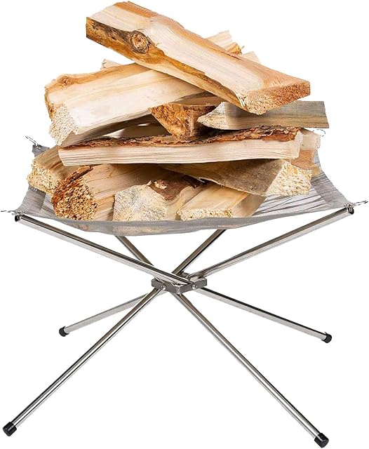Hurricom Portable Fire Pit Outdoor Fireplace with Carrying Bag Rollable Stainless Steel Charcoal Mesh and Folding Stands Picnic Bonfire Firepits Wood Burning for Travel Camping and Backyard