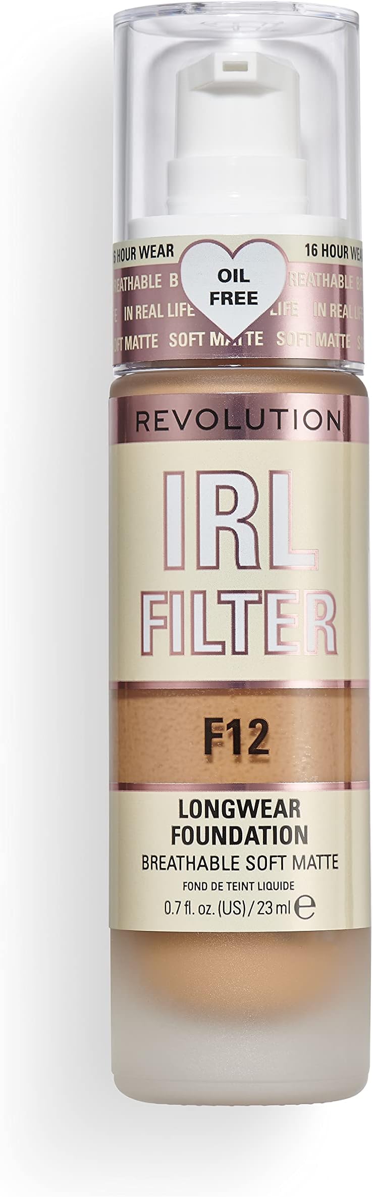 IRL Filter, Longwear Foundation, Medium to Full Coverage, Matte Finish, 16 Hour Wear, F12, 23ml