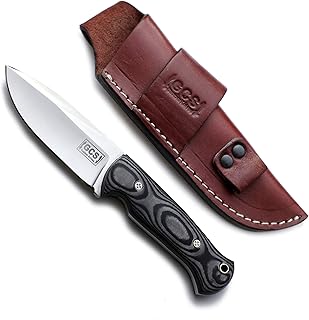 GCS Handmade D2 steel Hunting Knife G10 Handle Fixed Blade Knife with Right Hand Scout Carry Buffalo Leather Sheath and Sharpening Stone for Hunting Camping Survival and EDC GCS 753 - GCS Knives