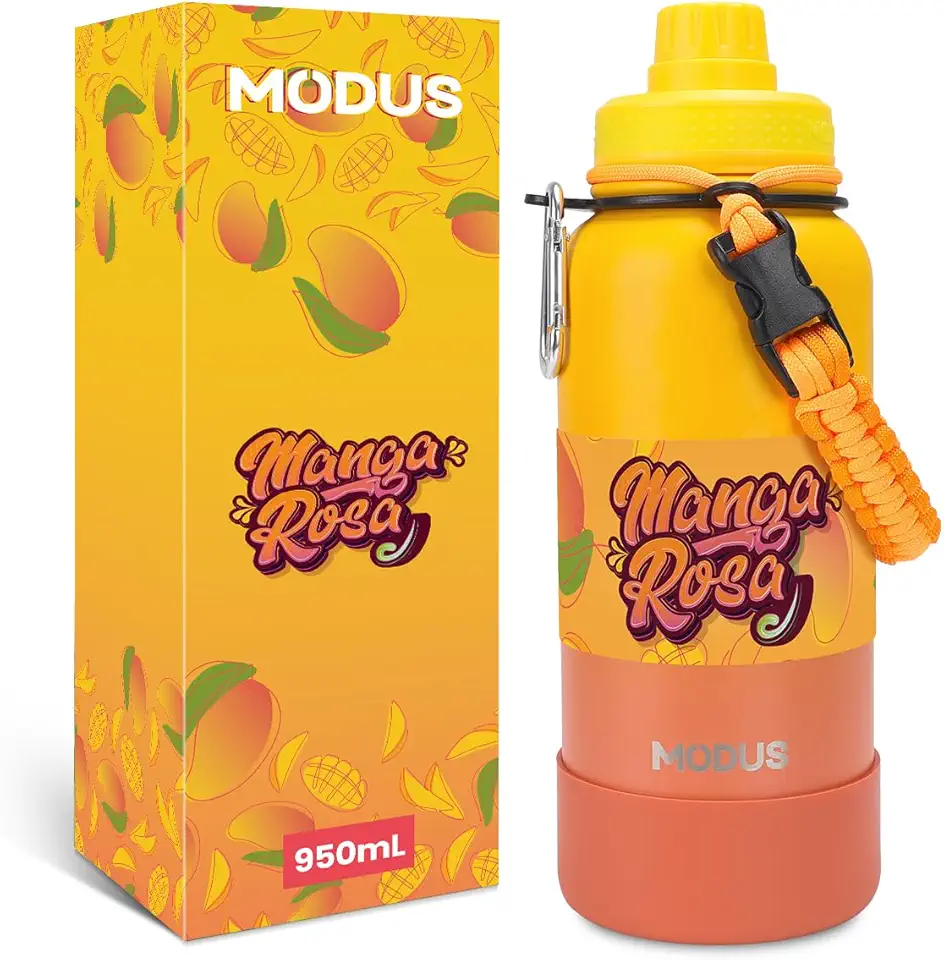 MODUS Garrafa Térmica Esportiva De Aço Inoxidável Com Isolamento A Vácuo De 950ML (Gradiente Amarelo-Laranja)