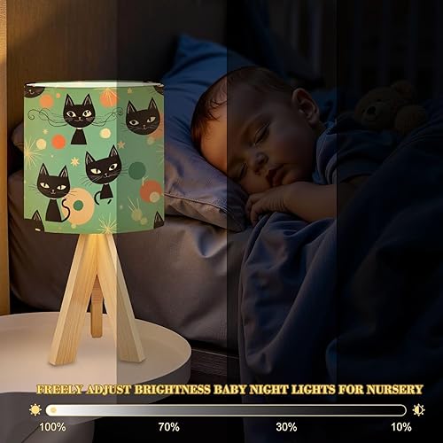 Miniatura 6 de Lámpara de mesa con trípode, alegre, atómica, gatos negros, brillantes, retro, futuristas, colores, lámparas de noche, lámpara de mesita de noche