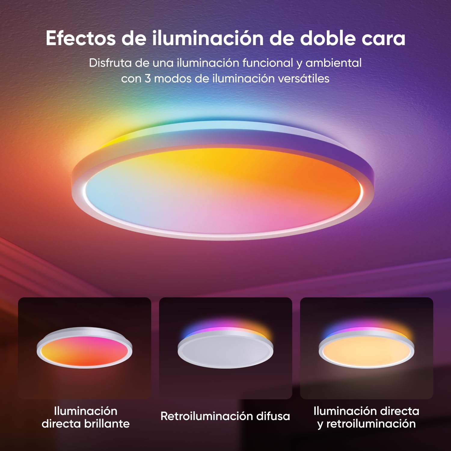 Nanoleaf Plafón LED Techo,Smart RGBICW Lámpara Techo,Redondo Doble Cara
