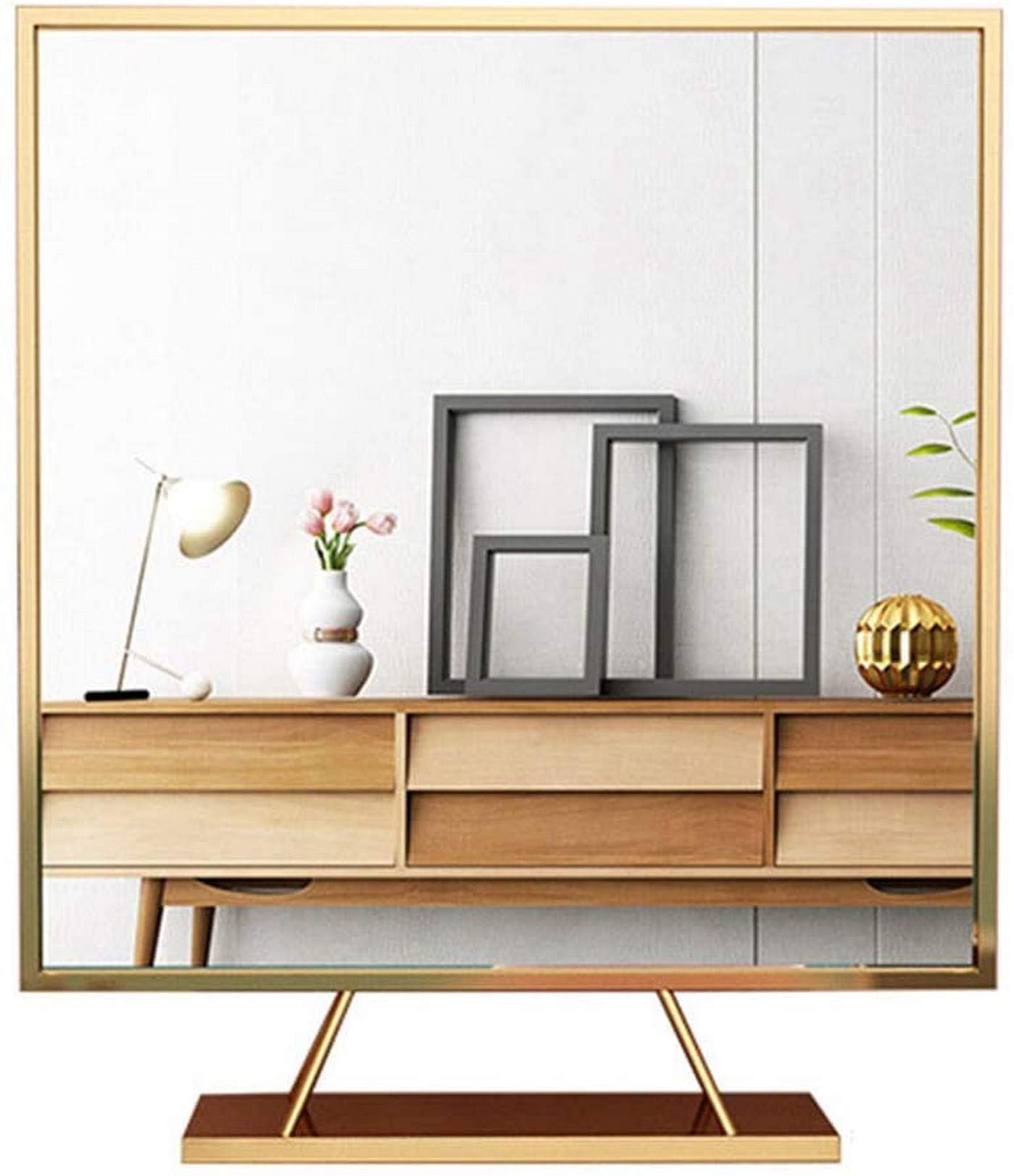 Espejo de Maquillaje de tocador Grande con Espejo de Pared de Dormitorio de Base Mesa portátil Escritorio Espejo de encimera Espejo de Maquillaje de Afeitado de baño 30cm-60cm Rectangular (30x30cm)